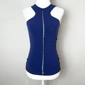 Free People Intimately Womens Seamless Halter Tank Top Navy Blue‎ XS S Cami NWOT